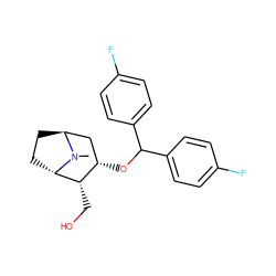 CN1[C@H]2CC[C@H]1[C@@H](CO)[C@@H](OC(c1ccc(F)cc1)c1ccc(F)cc1)C2 ZINC000261089823