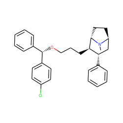 CN1[C@H]2CC[C@H]1[C@H](CCCO[C@@H](c1ccccc1)c1ccc(Cl)cc1)[C@@H](c1ccccc1)C2 ZINC000261192082