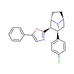 CN1[C@H]2CC[C@H]1[C@H](c1ncc(-c3ccccc3)o1)[C@H](c1ccc(Cl)cc1)C2 ZINC000253636694