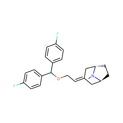 CN1[C@H]2CC[C@H]1CC(=CCOC(c1ccc(F)cc1)c1ccc(F)cc1)C2 ZINC000100897400