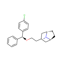 CN1[C@H]2CC[C@H]1CC(CCO[C@@H](c1ccccc1)c1ccc(Cl)cc1)C2 ZINC000100937815