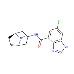 CN1[C@H]2CC[C@H]1CC(NC(=O)c1cc(Cl)cc3[nH]cnc13)C2 ZINC000100840225