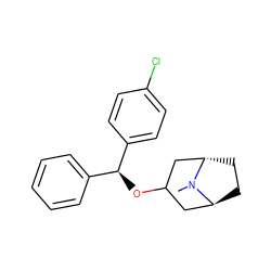 CN1[C@H]2CC[C@H]1CC(O[C@@H](c1ccccc1)c1ccc(Cl)cc1)C2 ZINC000100322730