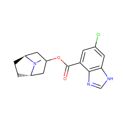 CN1[C@H]2CC[C@H]1CC(OC(=O)c1cc(Cl)cc3[nH]cnc13)C2 ZINC000100840248