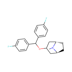 CN1[C@H]2CC[C@H]1CC(OC(c1ccc(F)cc1)c1ccc(F)cc1)C2 ZINC000100323007