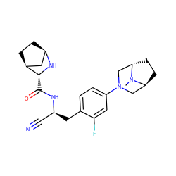 CN1[C@H]2CC[C@H]1CN(c1ccc(C[C@@H](C#N)NC(=O)[C@H]3N[C@@H]4CC[C@H]3C4)c(F)c1)C2 ZINC000219325586