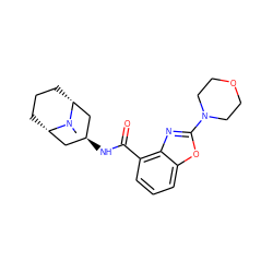 CN1[C@H]2CCC[C@@H]1C[C@@H](NC(=O)c1cccc3oc(N4CCOCC4)nc13)C2 ZINC000103265287