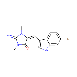 CN1C(=N)N(C)/C(=C/c2c[nH]c3cc(Br)ccc23)C1=O ZINC000013371039