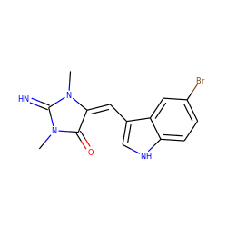 CN1C(=N)N(C)/C(=C/c2c[nH]c3ccc(Br)cc23)C1=O ZINC000038883519