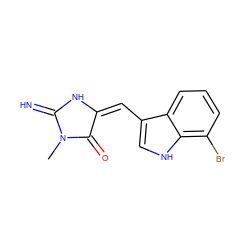 CN1C(=N)N/C(=C/c2c[nH]c3c(Br)cccc23)C1=O ZINC000096937900