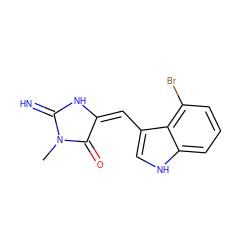 CN1C(=N)N/C(=C/c2c[nH]c3cccc(Br)c23)C1=O ZINC000096937898