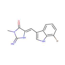 CN1C(=N)N/C(=C\c2c[nH]c3c(Br)cccc23)C1=O ZINC000084728358