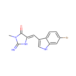 CN1C(=N)N/C(=C\c2c[nH]c3cc(Br)ccc23)C1=O ZINC000034300327