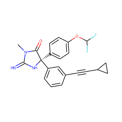 CN1C(=N)N[C@](c2ccc(OC(F)F)cc2)(c2cccc(C#CC3CC3)c2)C1=O ZINC000064503982