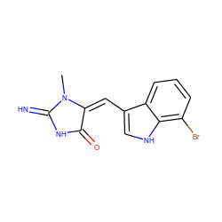 CN1C(=N)NC(=O)/C1=C\c1c[nH]c2c(Br)cccc12 ZINC000084712241