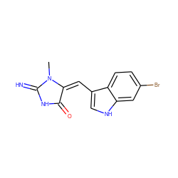 CN1C(=N)NC(=O)/C1=C\c1c[nH]c2cc(Br)ccc12 ZINC000013371047