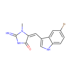 CN1C(=N)NC(=O)/C1=C\c1c[nH]c2ccc(Br)cc12 ZINC000053296518