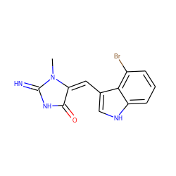 CN1C(=N)NC(=O)/C1=C\c1c[nH]c2cccc(Br)c12 ZINC000084687568