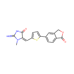 CN1C(=N)NC(=O)/C1=C\c1ccc(-c2ccc3c(c2)COC3=O)s1 ZINC000073219389