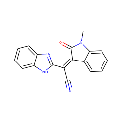 CN1C(=O)/C(=C(/C#N)c2nc3ccccc3[nH]2)c2ccccc21 ZINC000004864959