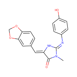 CN1C(=O)/C(=C/c2ccc3c(c2)OCO3)N/C1=N\c1ccc(O)cc1 ZINC000072110297