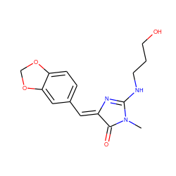 CN1C(=O)/C(=C/c2ccc3c(c2)OCO3)N=C1NCCCO ZINC000072142483