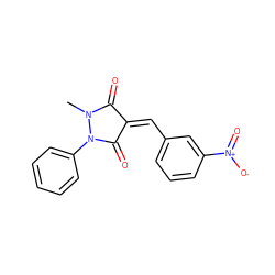 CN1C(=O)/C(=C/c2cccc([N+](=O)[O-])c2)C(=O)N1c1ccccc1 ZINC000005006739