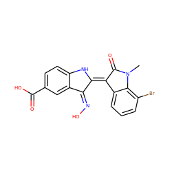 CN1C(=O)/C(=C2\Nc3ccc(C(=O)O)cc3\C2=N/O)c2cccc(Br)c21 ZINC000095582509