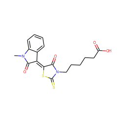 CN1C(=O)/C(=C2\SC(=S)N(CCCCCC(=O)O)C2=O)c2ccccc21 ZINC000013638646