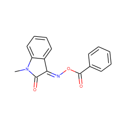 CN1C(=O)/C(=N/OC(=O)c2ccccc2)c2ccccc21 ZINC000013111876