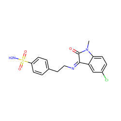 CN1C(=O)/C(=N\CCc2ccc(S(N)(=O)=O)cc2)c2cc(Cl)ccc21 ZINC001772619837