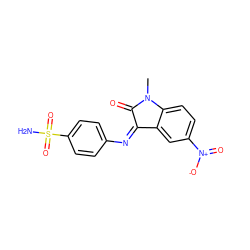 CN1C(=O)/C(=N\c2ccc(S(N)(=O)=O)cc2)c2cc([N+](=O)[O-])ccc21 ZINC000653723989