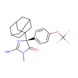 CN1C(=O)[C@@](c2ccc(OC(F)(F)F)cc2)(C23CC4CC(CC(C4)C2)C3)N=C1N ZINC000045317147