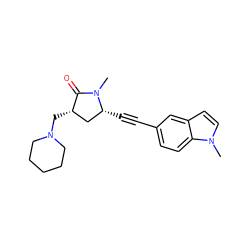 CN1C(=O)[C@@H](CN2CCCCC2)C[C@H]1C#Cc1ccc2c(ccn2C)c1 ZINC000035906520