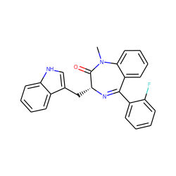 CN1C(=O)[C@@H](Cc2c[nH]c3ccccc23)N=C(c2ccccc2F)c2ccccc21 ZINC000004654954