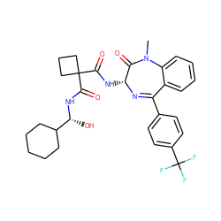 CN1C(=O)[C@@H](NC(=O)C2(C(=O)N[C@H](O)C3CCCCC3)CCC2)N=C(c2ccc(C(F)(F)F)cc2)c2ccccc21 ZINC000028822964