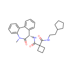 CN1C(=O)[C@@H](NC(=O)C2(C(=O)NCCC3CCCC3)CCC2)c2ccccc2-c2ccccc21 ZINC000028822951