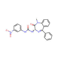 CN1C(=O)[C@@H](NC(=O)Nc2cccc([N+](=O)[O-])c2)N=C(c2ccccc2)c2ccccc21 ZINC000013732840