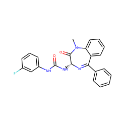 CN1C(=O)[C@@H](NC(=O)Nc2cccc(F)c2)N=C(c2ccccc2)c2ccccc21 ZINC000013732817