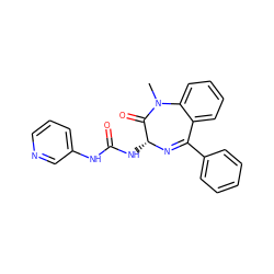 CN1C(=O)[C@@H](NC(=O)Nc2cccnc2)N=C(c2ccccc2)c2ccccc21 ZINC000013733017