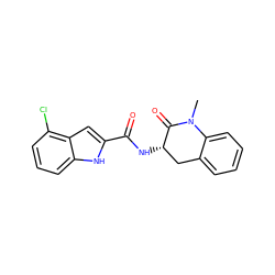 CN1C(=O)[C@@H](NC(=O)c2cc3c(Cl)cccc3[nH]2)Cc2ccccc21 ZINC000013587891