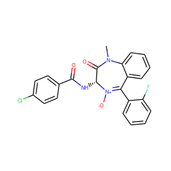 CN1C(=O)[C@@H](NC(=O)c2ccc(Cl)cc2)[N+]([O-])=C(c2ccccc2F)c2ccccc21 ZINC000026294665