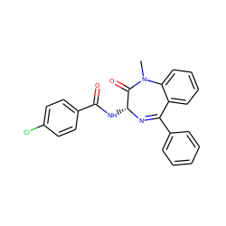 CN1C(=O)[C@@H](NC(=O)c2ccc(Cl)cc2)N=C(c2ccccc2)c2ccccc21 ZINC000013601557