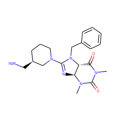 CN1C(=O)[C@@H]2[C@H](N=C(N3CCC[C@H](CN)C3)N2Cc2ccccc2)N(C)C1=O ZINC000036350330