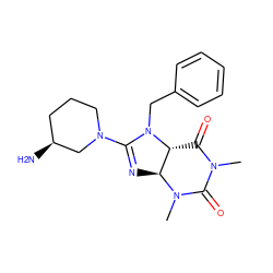 CN1C(=O)[C@@H]2[C@H](N=C(N3CCC[C@H](N)C3)N2Cc2ccccc2)N(C)C1=O ZINC000036350322