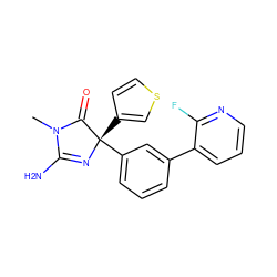 CN1C(=O)[C@](c2ccsc2)(c2cccc(-c3cccnc3F)c2)N=C1N ZINC000072183326