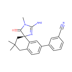 CN1C(=O)[C@]2(CC(C)(C)Cc3ccc(-c4cccc(C#N)c4)cc32)N=C1N ZINC000072317425