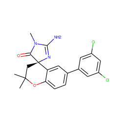 CN1C(=O)[C@]2(CC(C)(C)Oc3ccc(-c4cc(Cl)cc(Cl)c4)cc32)N=C1N ZINC000095603269