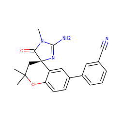 CN1C(=O)[C@]2(CC(C)(C)Oc3ccc(-c4cccc(C#N)c4)cc32)N=C1N ZINC000095605902