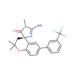 CN1C(=O)[C@]2(CC(C)(C)Oc3ccc(-c4cccc(C(F)(F)F)c4)cc32)N=C1N ZINC000095603622